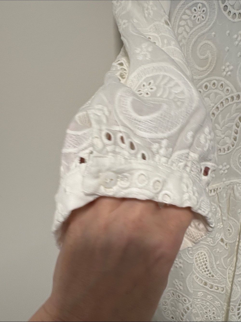 NWT Birgitte Herskind White Eyelet Lace Maxi Dress with Puff Elbow Sleeves - Picture 5 of 11